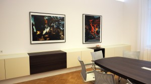 Sideboard Besprechungszimmer Nuss, weiß
